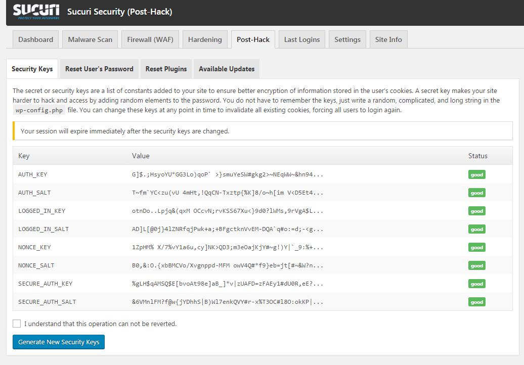 post hack options sucuri