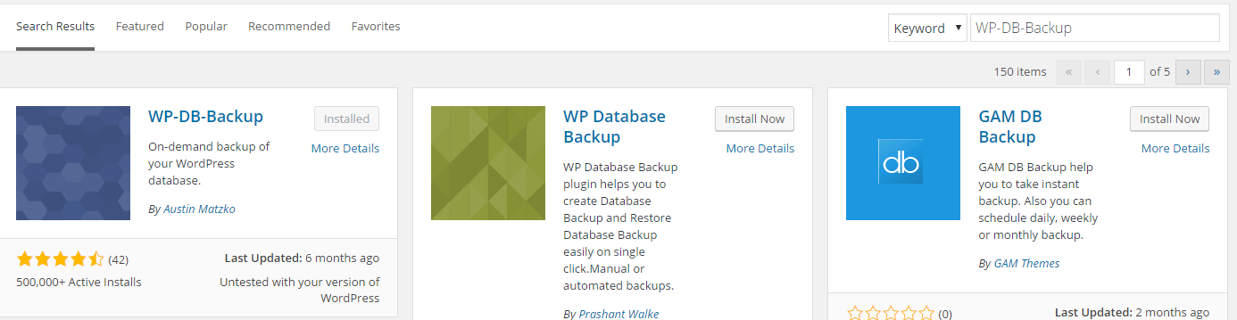 WP-DB-Backup install