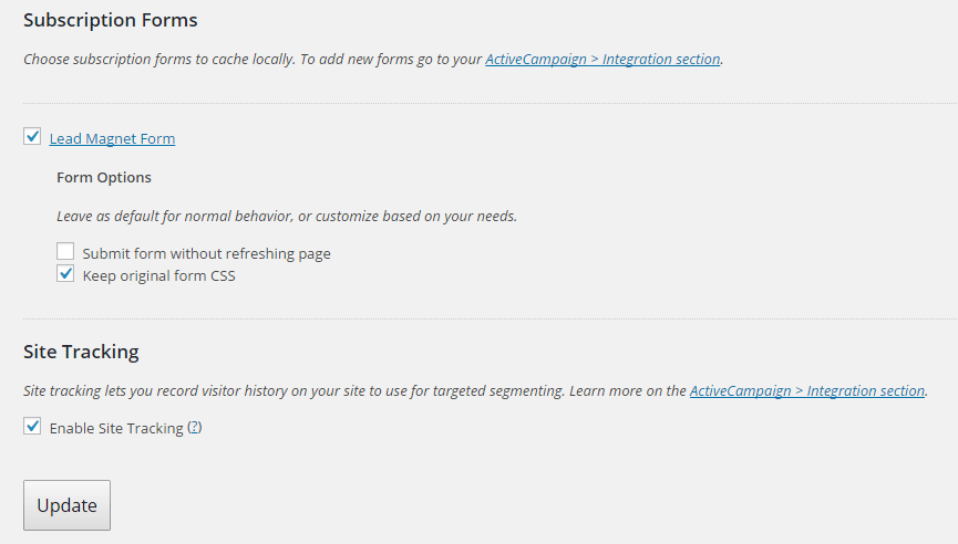 activecampaign settings lead magnet form