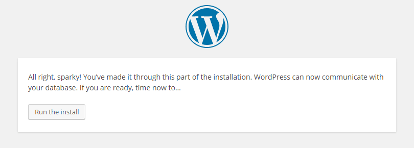 WordPress run install