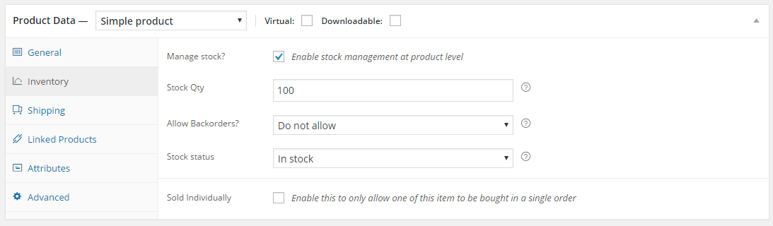 woocommerce inventory
