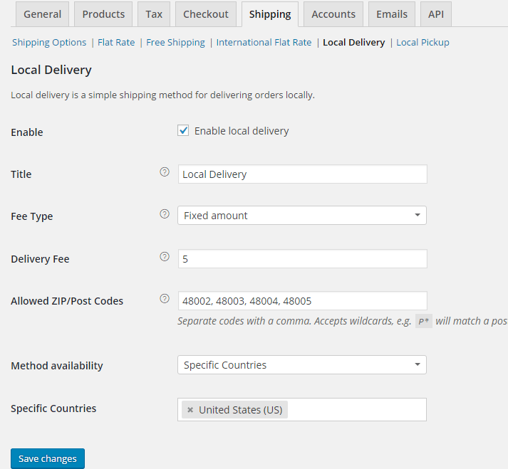 woocommerce local delivery