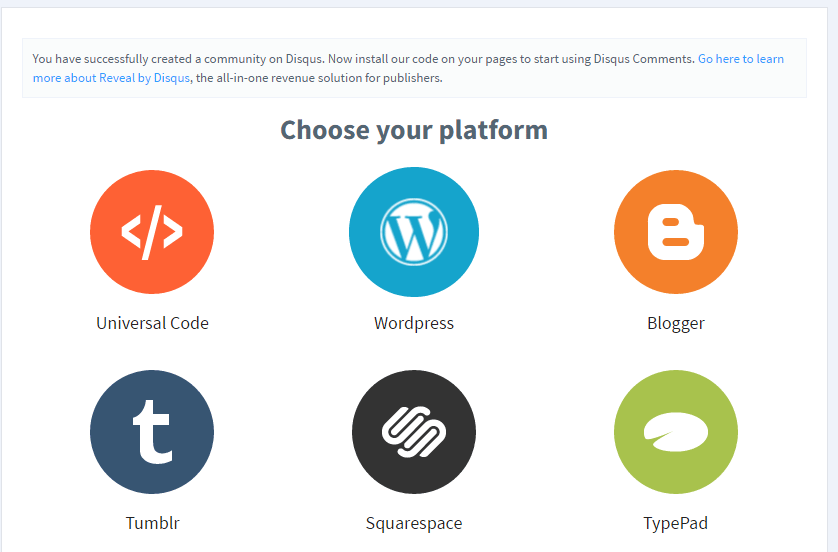 disqus comment system choose platform