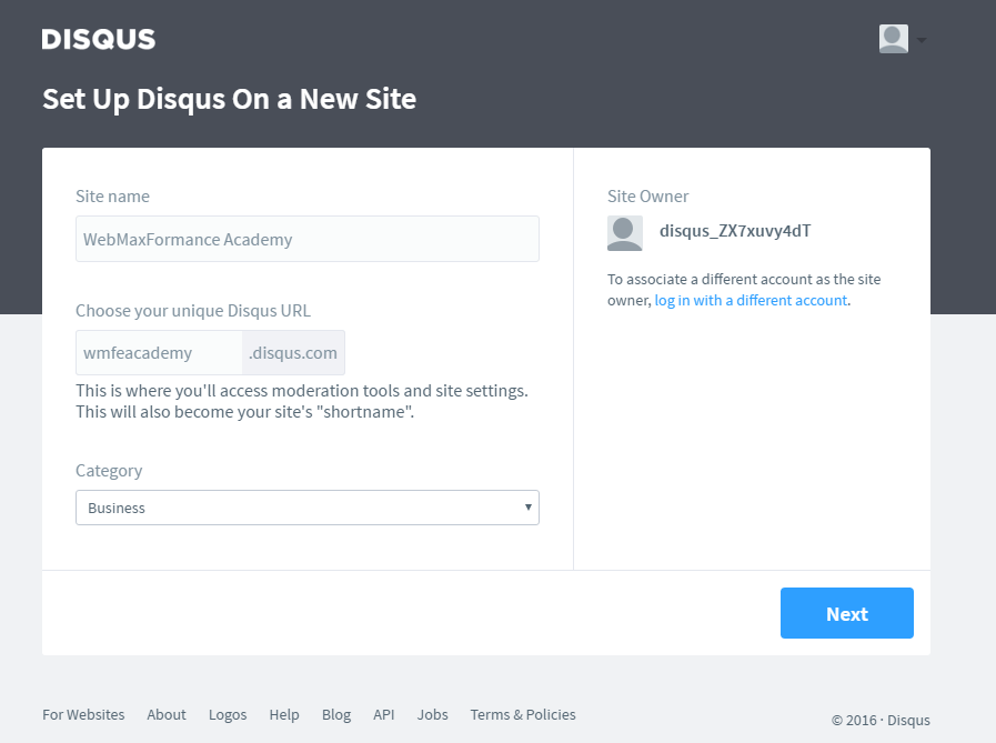 disqus comment system set up