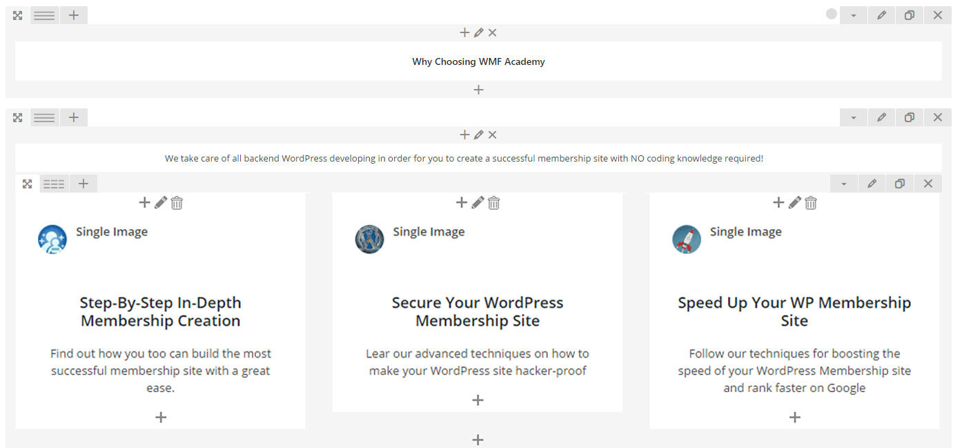 Figure 18. Creating our third row in Visual Composer